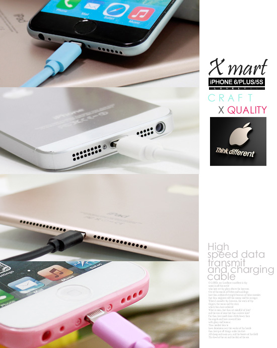 X mart iPHONE6/PLUS/5S 輕巧耐拉快高速充電線-100公分