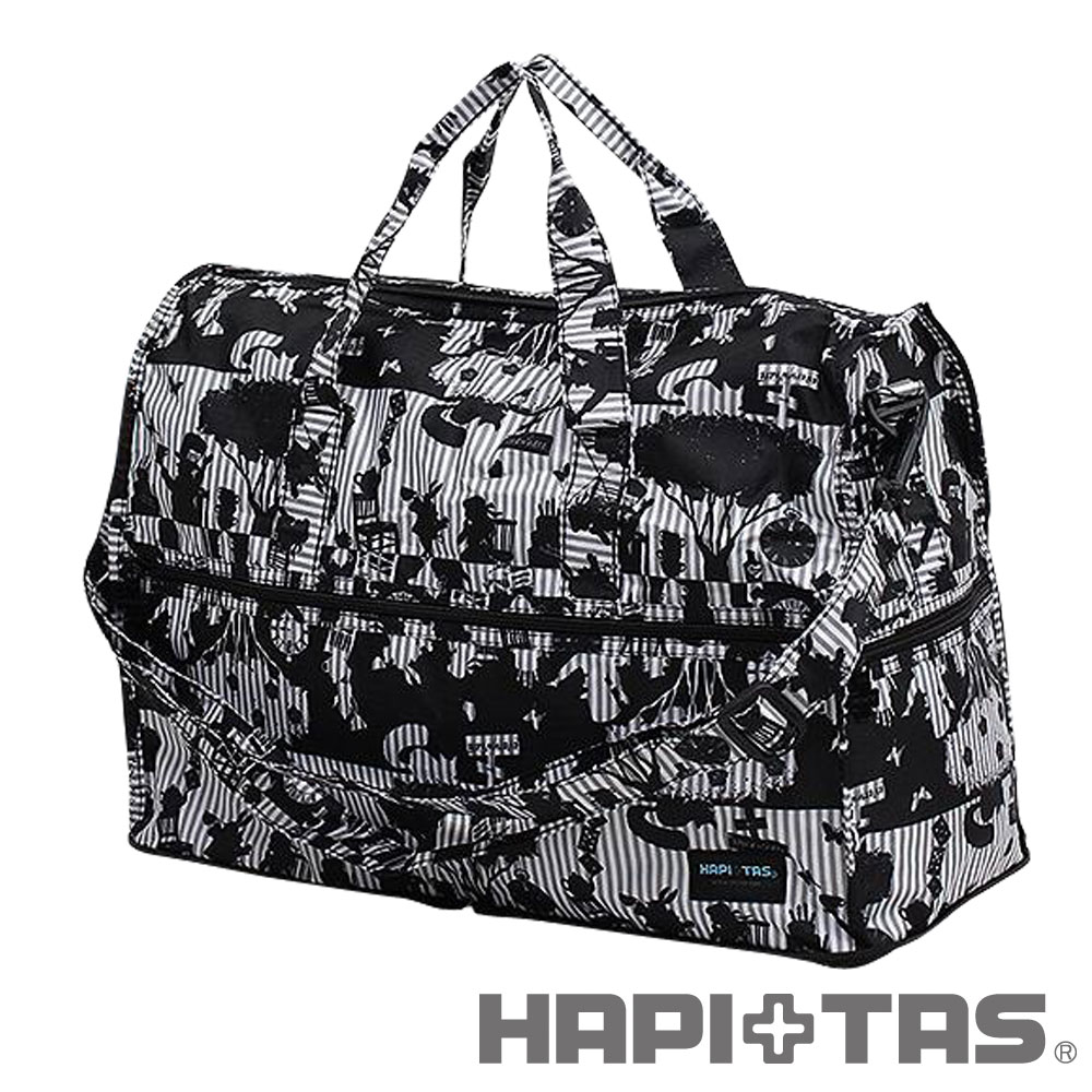 HAPI+TAS  愛麗絲派對摺疊旅行袋(小)-灰