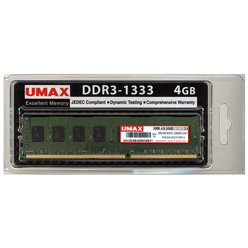 UMAX DDR3-1333 4GB 512X8桌上型記憶體