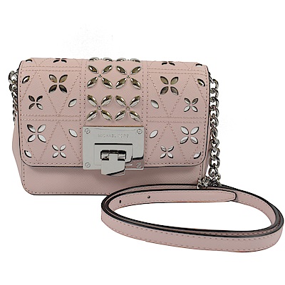 MICHAEL KORS TINA花瓣裝飾防刮皮小斜背包(粉)