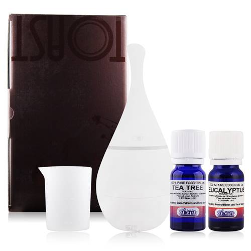 LERBOLARIO蕾莉歐 TOAST香氛精靈水氧機-白色寶瓶型+單方精油10mlX2
