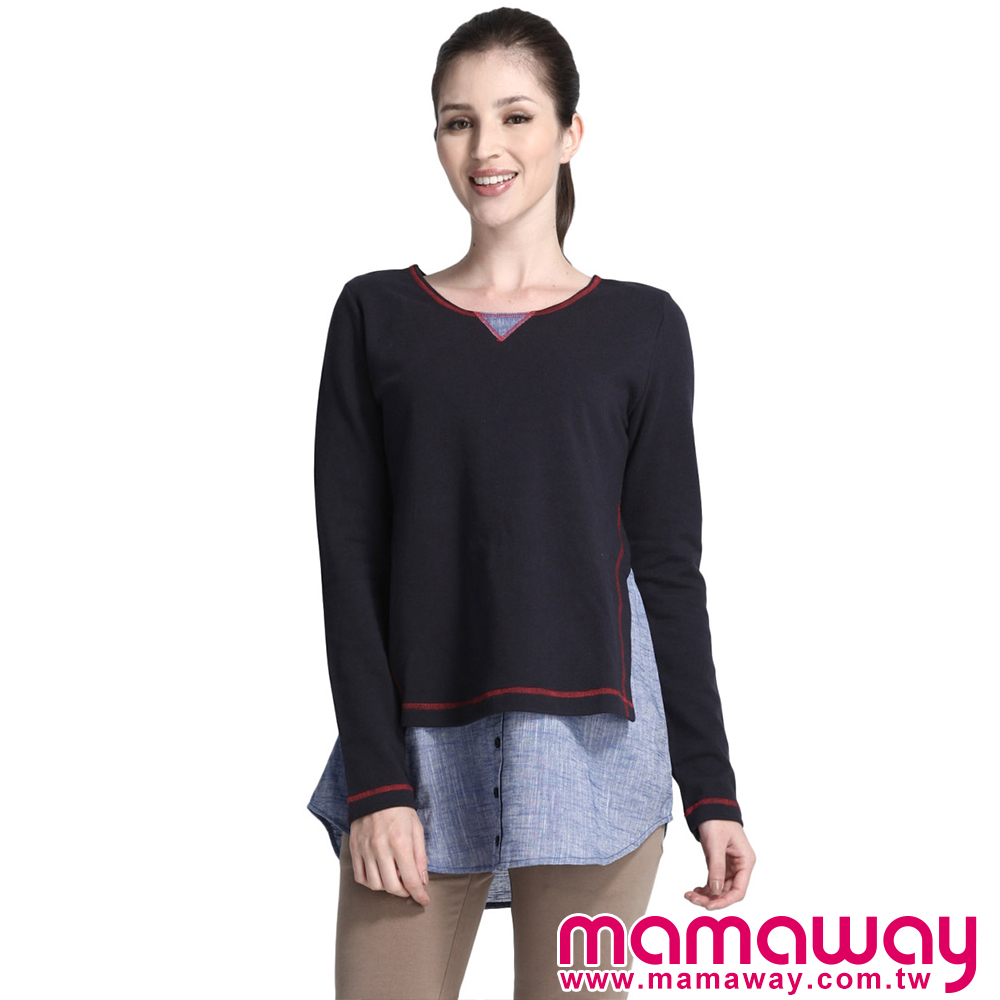 Mamaway 學院風孕婦裝.哺乳衣(共二色) product image 1