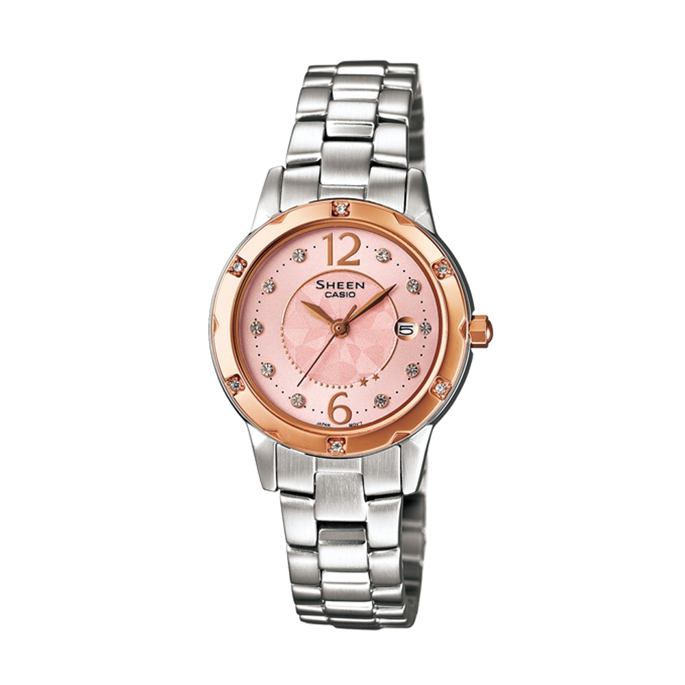 SHEEN 恬美的溫柔玫瑰金時尚腕錶(SHE-4021SG-4)-粉/28mm