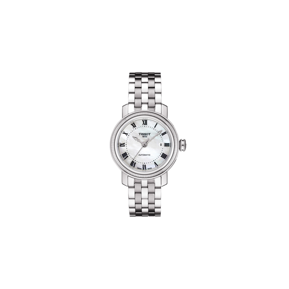 TISSOT 天梭 官方授權 Bridgeport 寶環系列經典羅馬機械女錶-珍珠貝/29mm T0970071111300