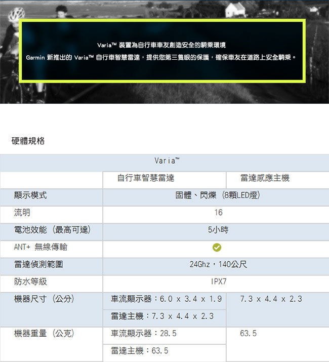 GARMIN Varia Rearview Radar自行車智慧雷達