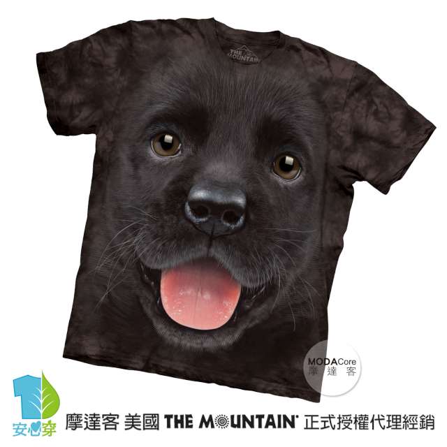 摩達客 美國進口The Mountain小黑拉不拉多犬微笑 短袖T恤