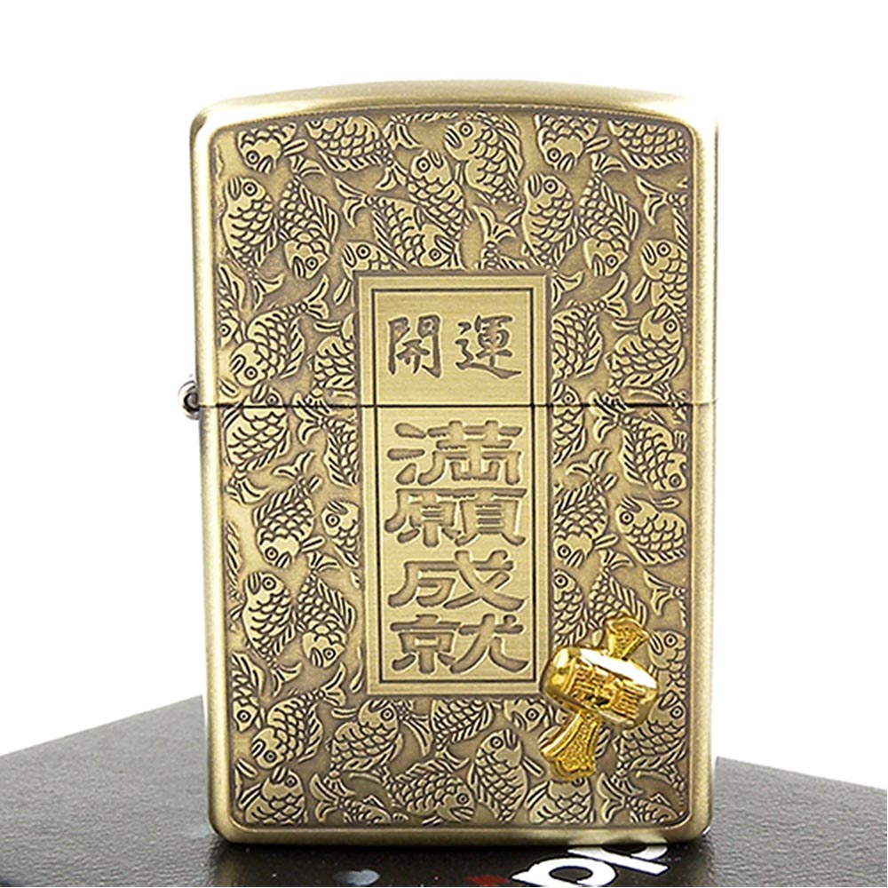 【ZIPPO】日系~開運-滿願成就-萬寶槌貼飾蝕刻加工打火機