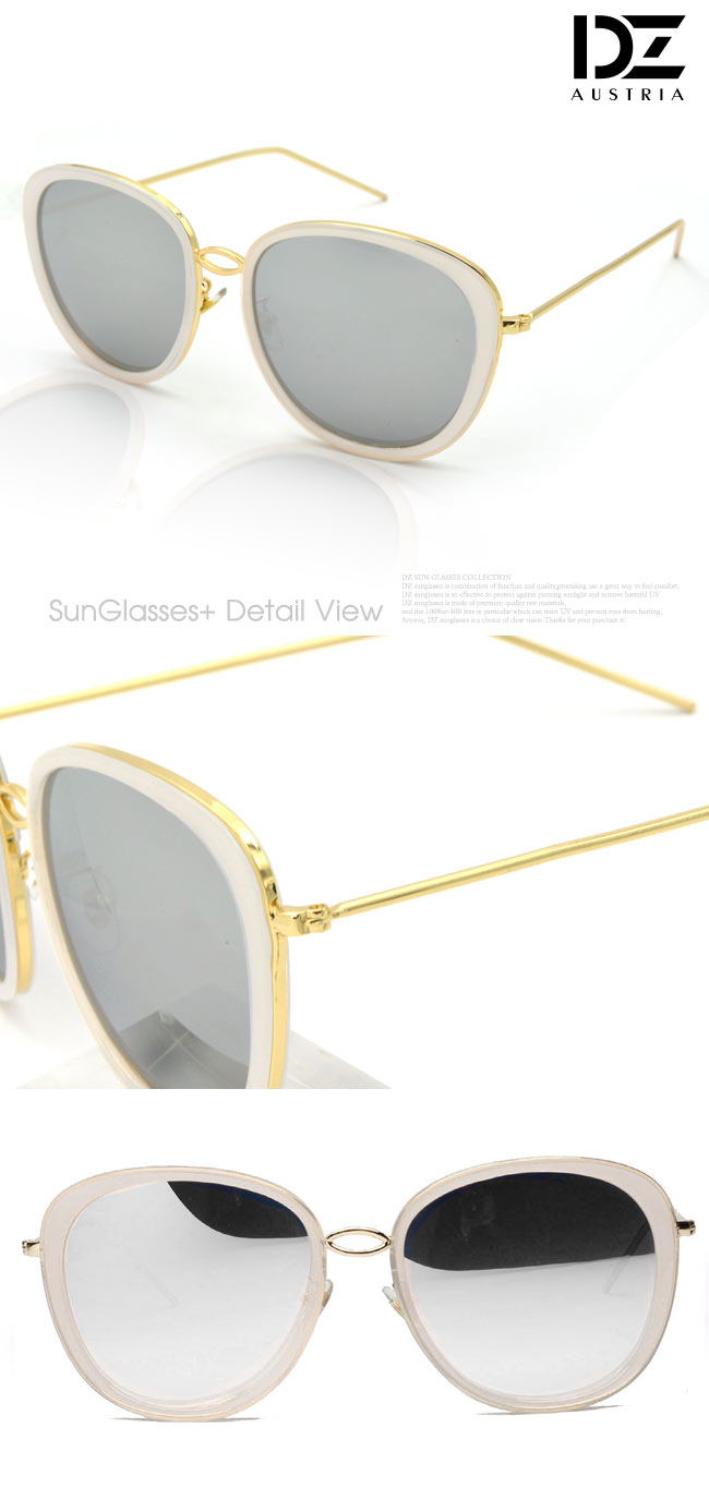 DZ 風華圓舞曲 抗UV太陽眼鏡造型墨鏡(米金框水銀膜)