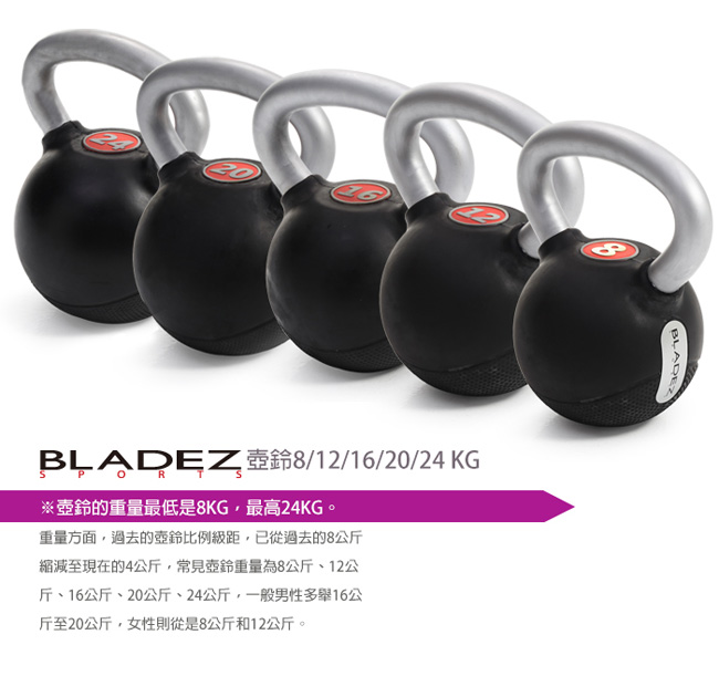 【BLADEZ】Kettlebell 16Kg包膠壺鈴