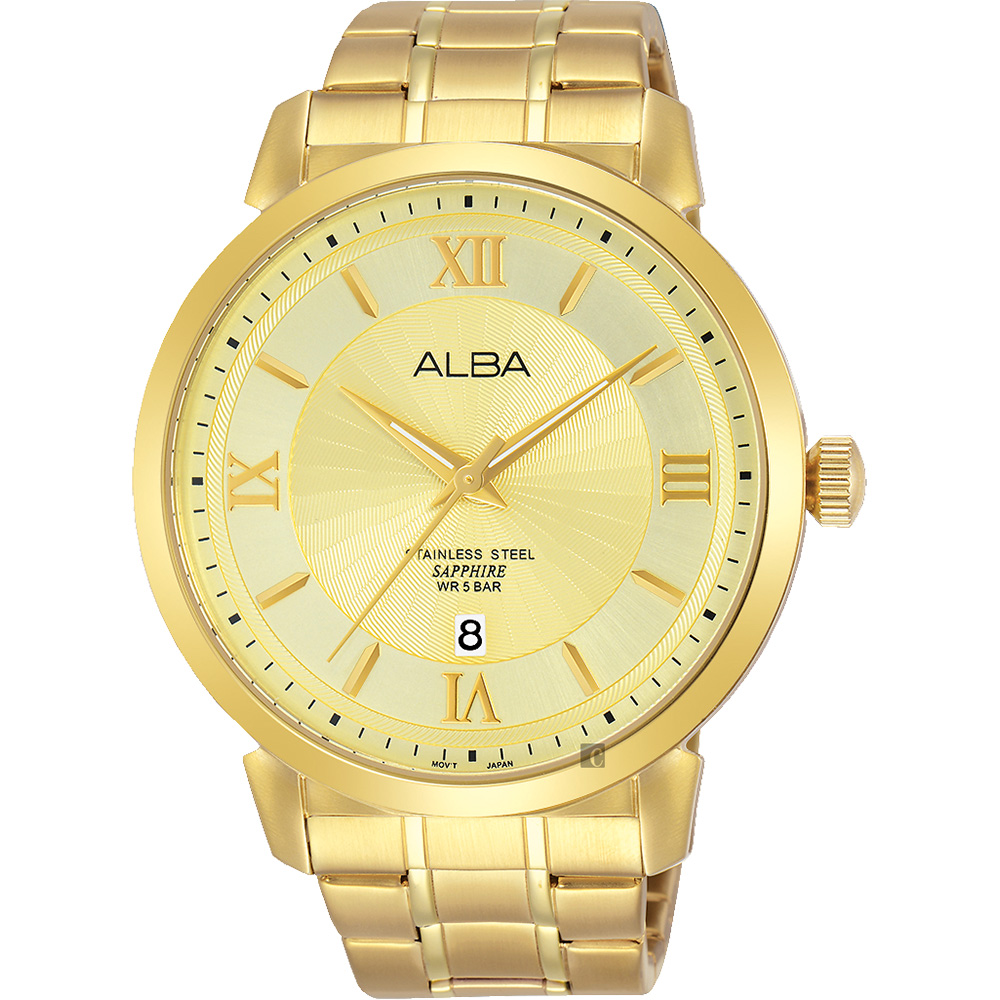 ALBA雅柏 爵士時尚手錶(AS9E88X1)-金/44mm