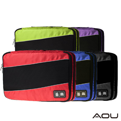 AOU 透氣輕量旅行配件 多功能萬用包 雙層衣物收納袋(多色任選)66-037C