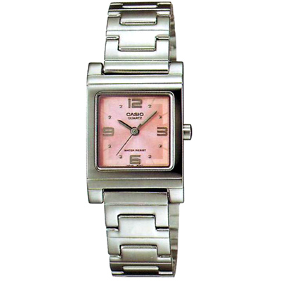 CASIO 知性神采氣質型女錶腕(LTP-1237D-4A)-粉紅面