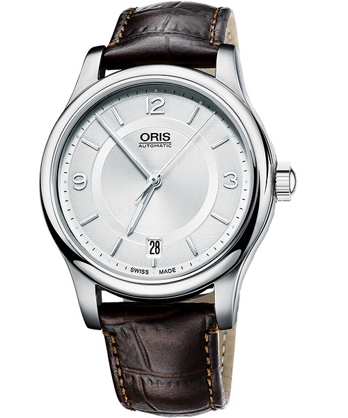 Oris Classic Date 都會時尚機械腕錶-銀x咖啡/36mm