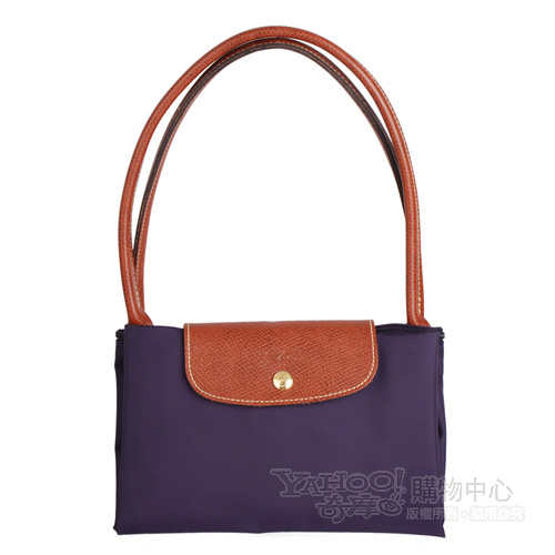 LONGCHAMP 經典Le Pliage摺疊包系列長把托特包(大/紫)