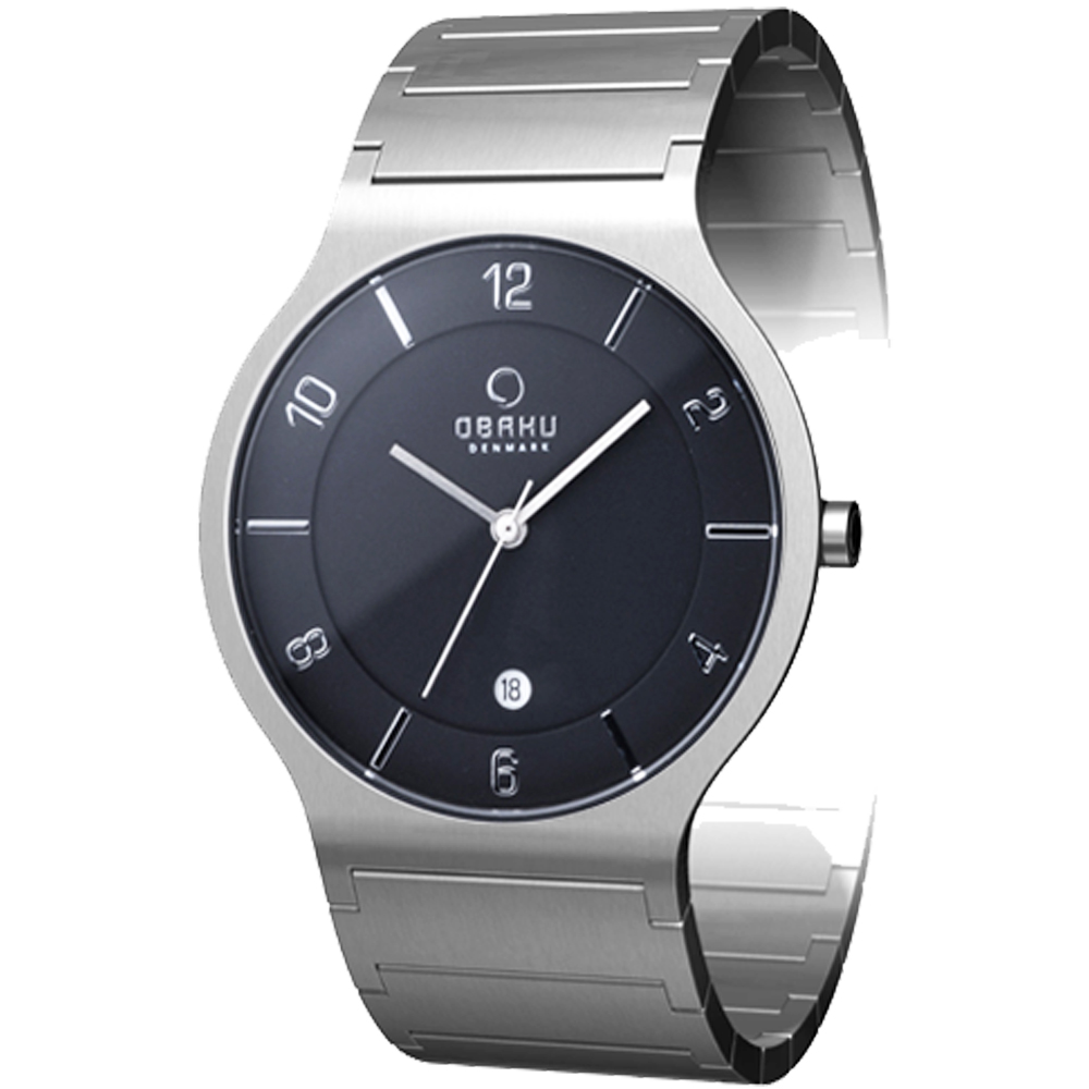 OBAKU 極簡時代數字超薄腕錶-銀黑/38mm