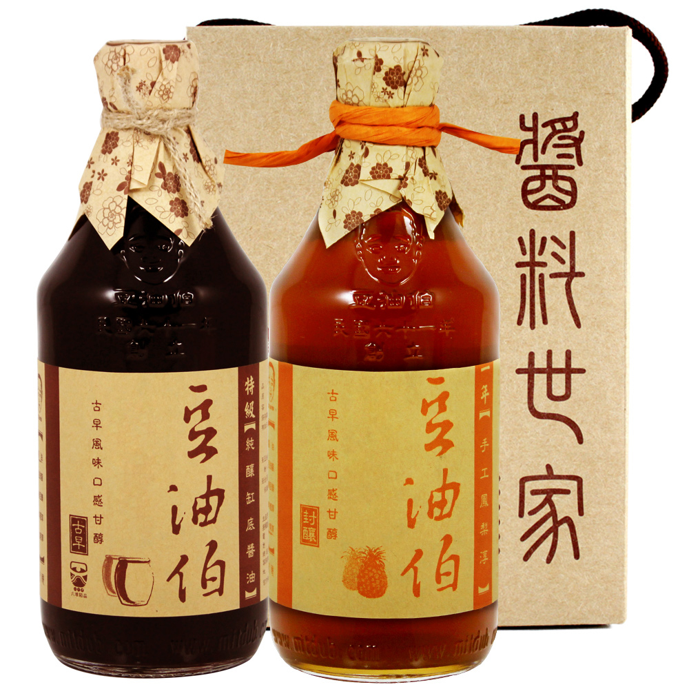 豆油伯 懶人糖醋好醬組B-缸底醬油(500ml)+鳳梨淳(500ml)