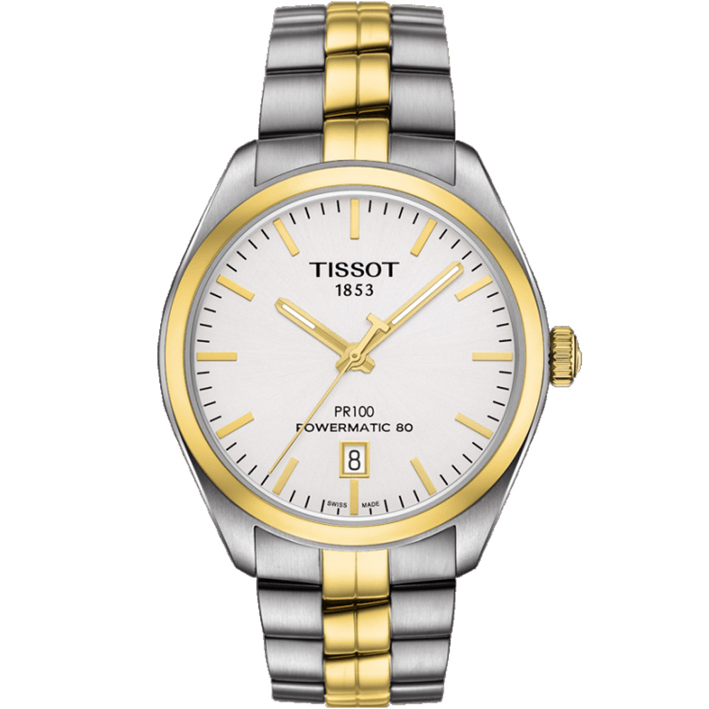TISSOT PR100 天梭簡約動力80機械腕錶-雙色版/39mm