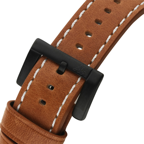 Kappa 獨特重金屬經典時尚腕錶-黑x土黃/49mm
