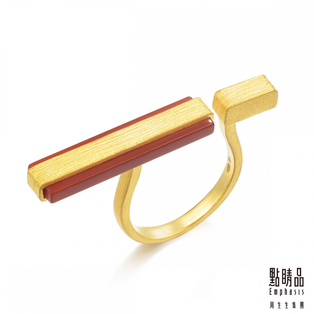 點睛品 g collection 矩形紅瑪瑙 黃金戒指 product image 1