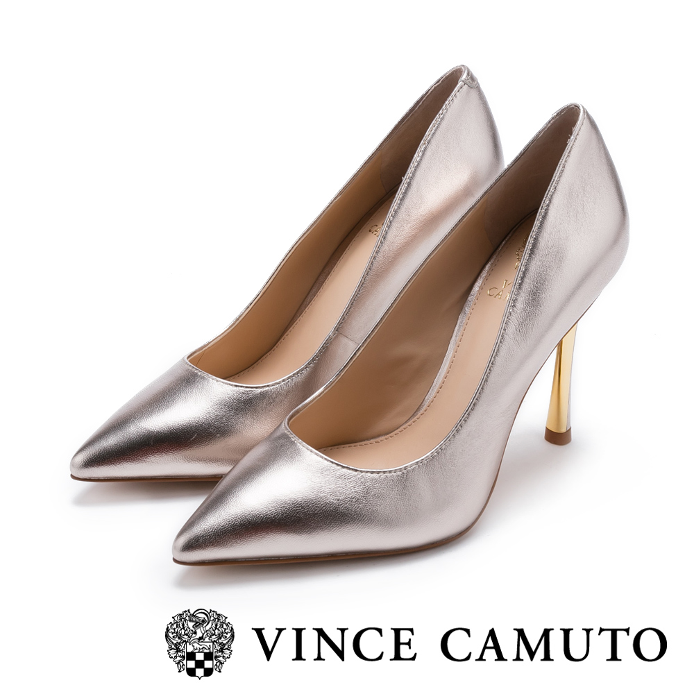 Vince Camuto 時髦女伶 性感尖頭金屬跟高跟鞋-金色