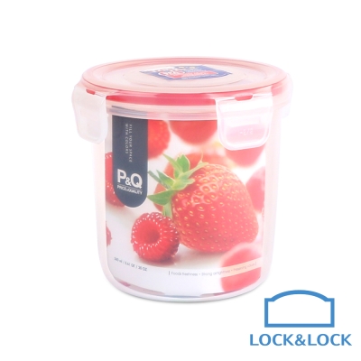 樂扣樂扣P&Q系列色彩繽紛PP保鮮盒-圓形580ML(草莓紅)(8H)