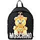 MOSCHINO 珠寶泰迪熊圖騰菱格車縫後背包(黑色) product thumbnail 1