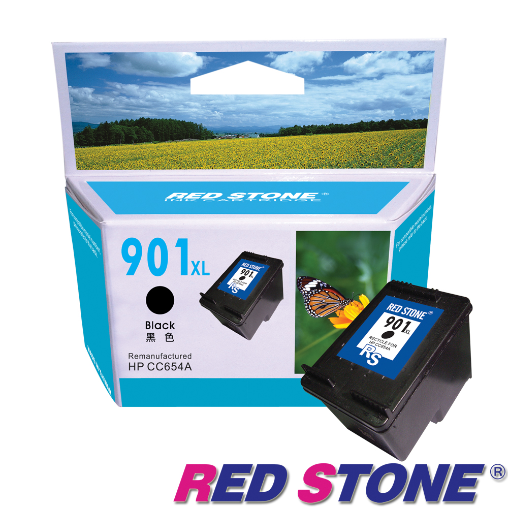 RED STONE for HP CC654A環保墨水匣(黑色)NO.901XL[高容量]