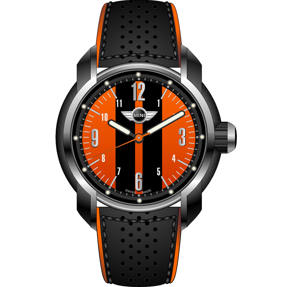 MINI Swiss Watches  經典跑旅造型腕錶-橘x黑/42mm