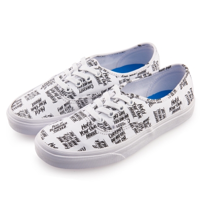 (女)VANS Authentic 英文字母圖騰綁帶休閒鞋*白色