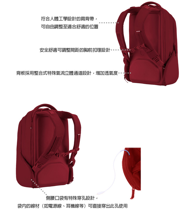 INCASE ICON Backpack 15吋 雙層筆電後背包 (紅)