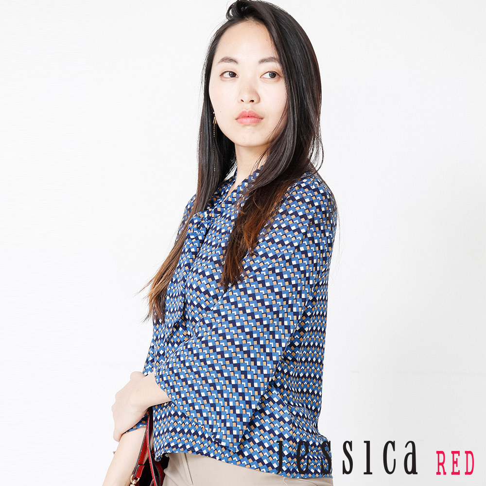 JESSICA RED - 獨特花紋雪紡造型上衣