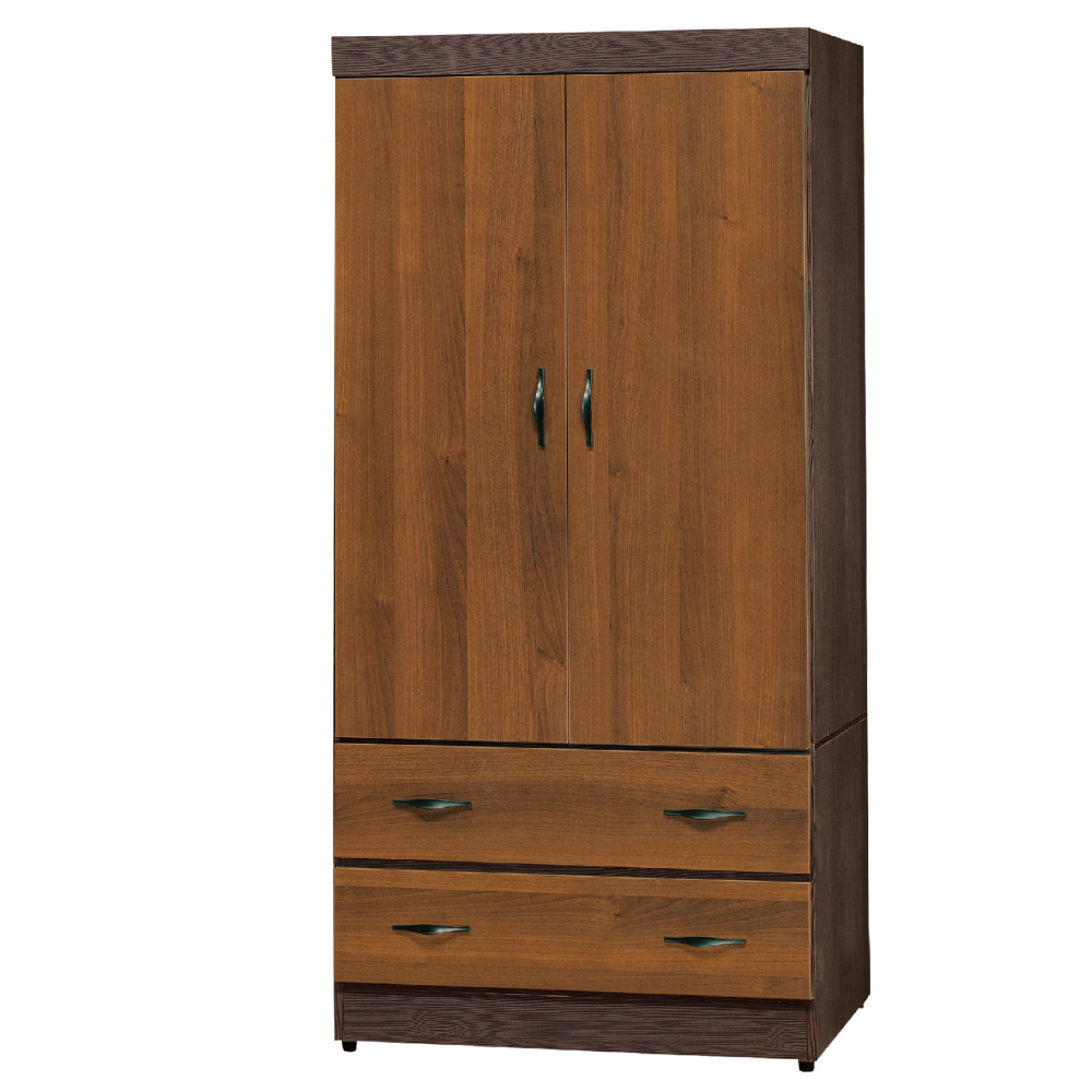 品家居 瑪亞2.7尺木紋雙色二抽衣櫃-82x56x176cm-免組