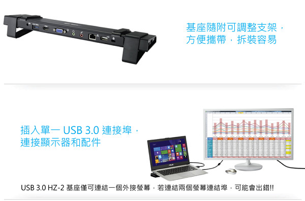 ASUS USB3.0 HZ-2 Docking Station 多功能擴充基座| 集線器hub | Yahoo