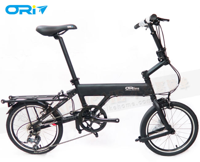 ORI C8 ECO 16吋8速鋁合金折疊單車(含後貨架)-陽極噴沙黑