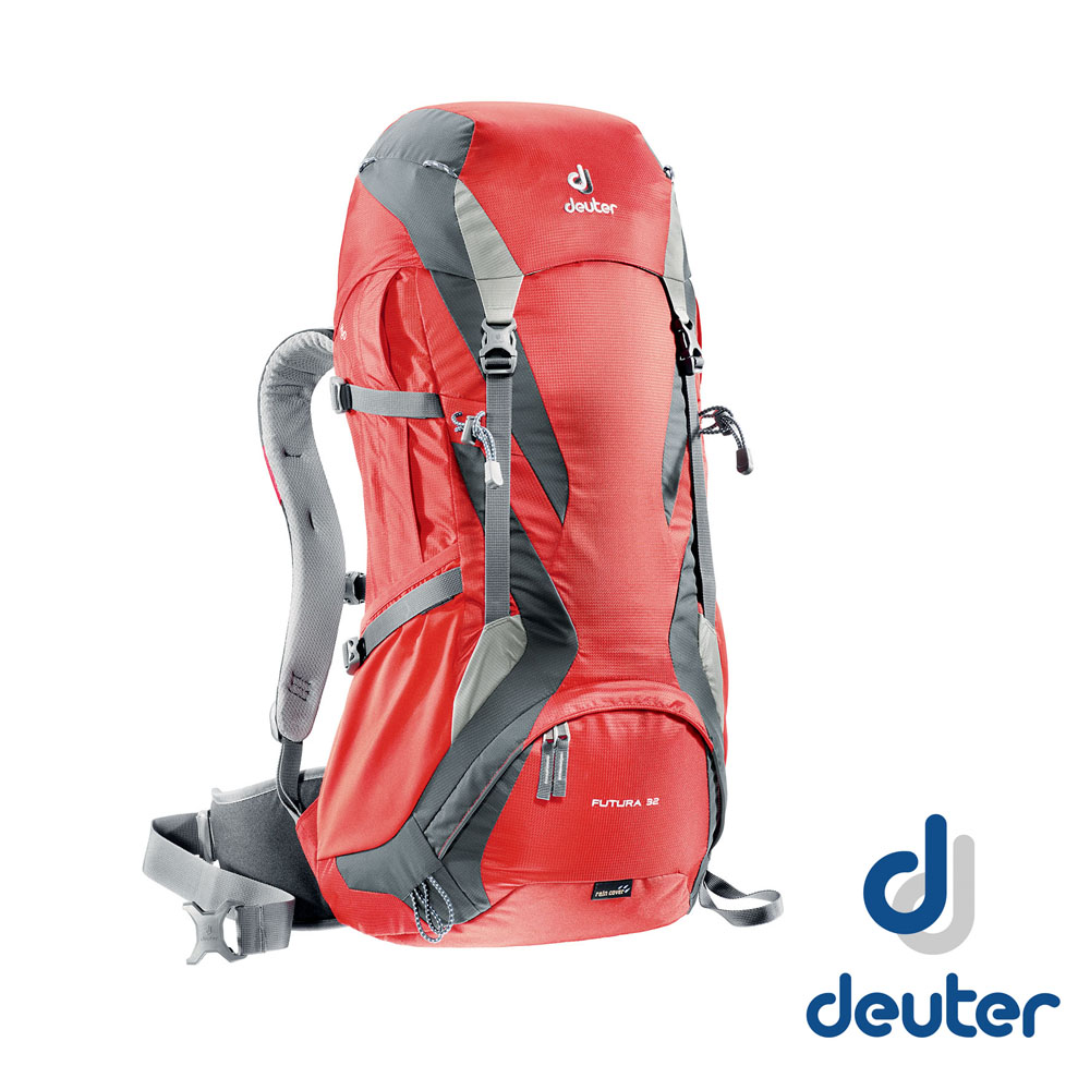 【德國 Deuter】 Futura 32 32L+4L 網架健行登山背包_紅/灰