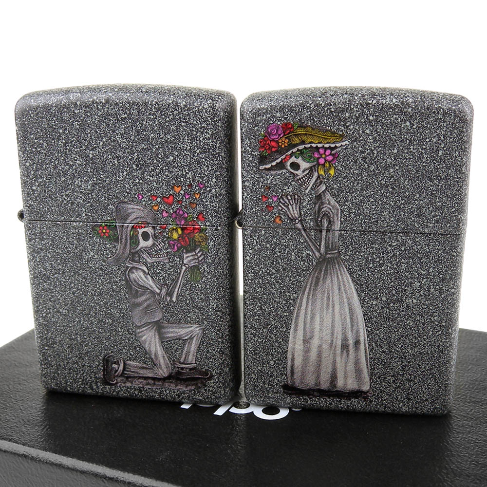 【ZIPPO】美系~Day of The Dead Skulls-真愛至死不渝情人對組打火