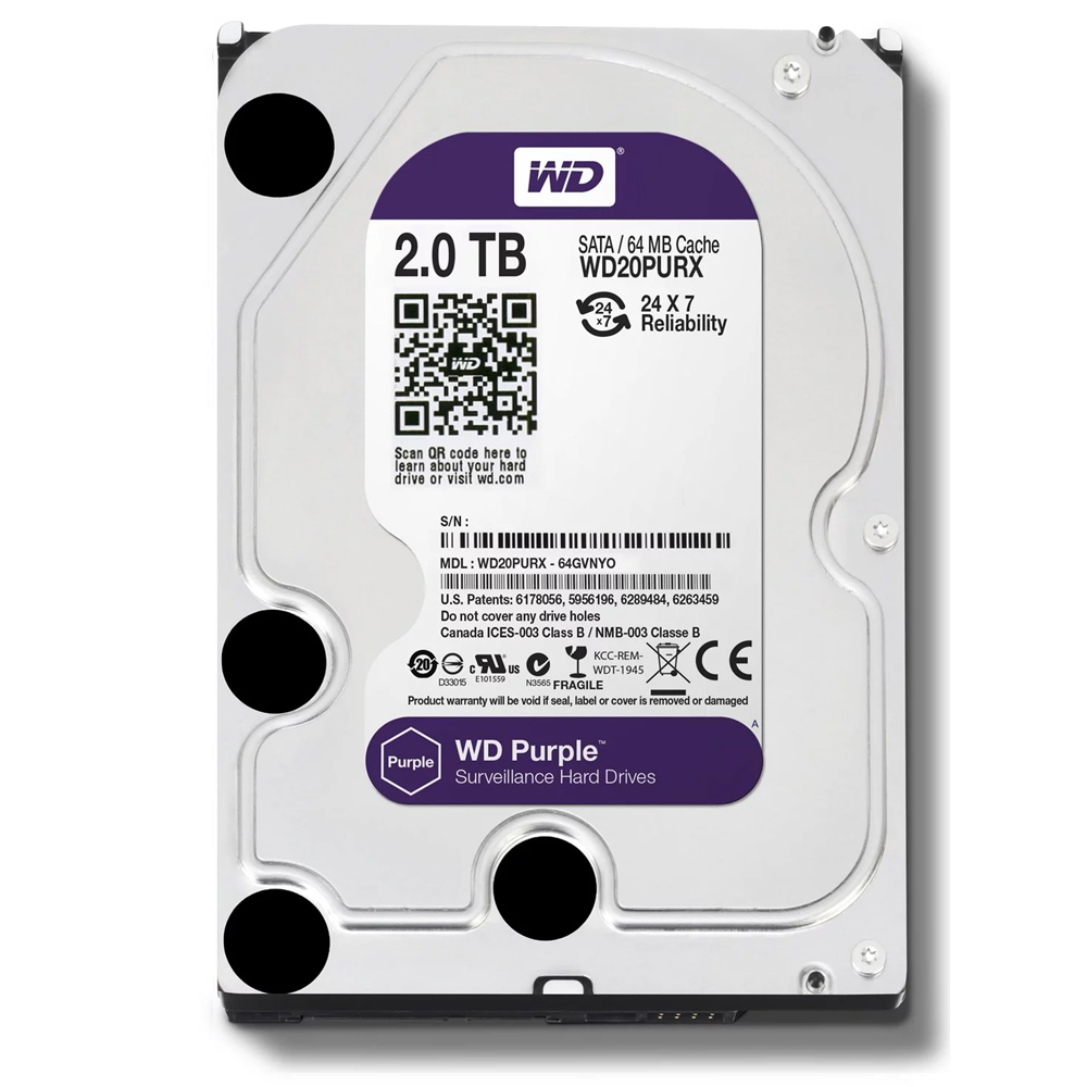 WD 紫標 2TB 3.5吋監控系統硬碟(WD20PURZ)