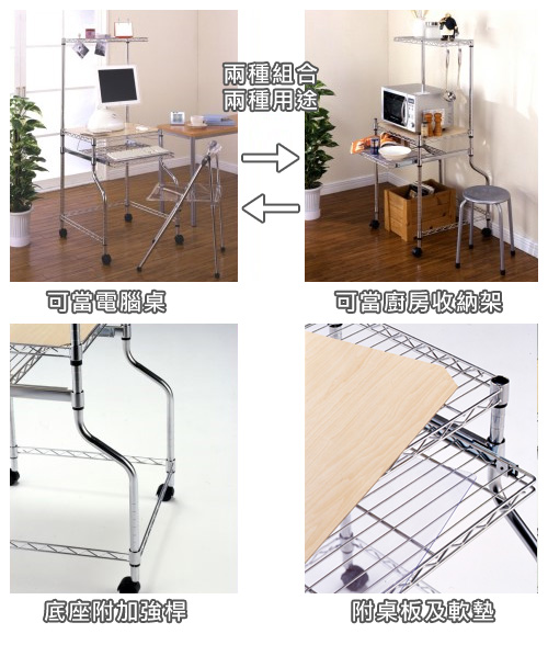 【空間大師】廚房架/電腦桌 雙用附輪