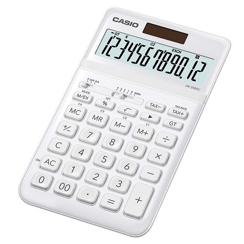 CASIO 12位元時尚霧面系列桌上型計算機(JW-200SC-WE)-珍珠白