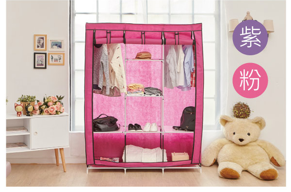 IKLOO宜酷屋_加大三排8格防塵收納衣櫃 (組合衣櫃 衣架 防塵衣櫃)