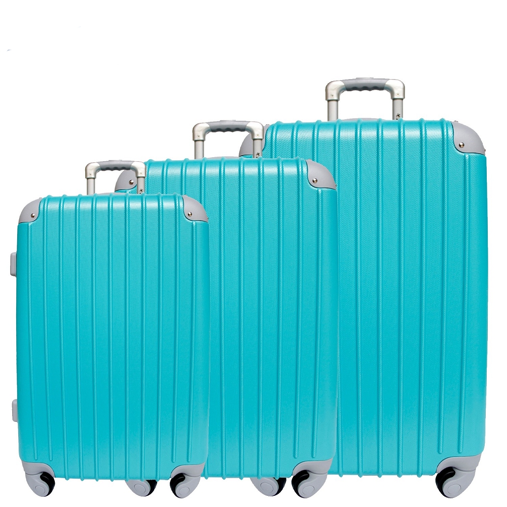 YC Eason 超值流線型三件組ABS可加大海關鎖硬殼行李箱-靚藍
