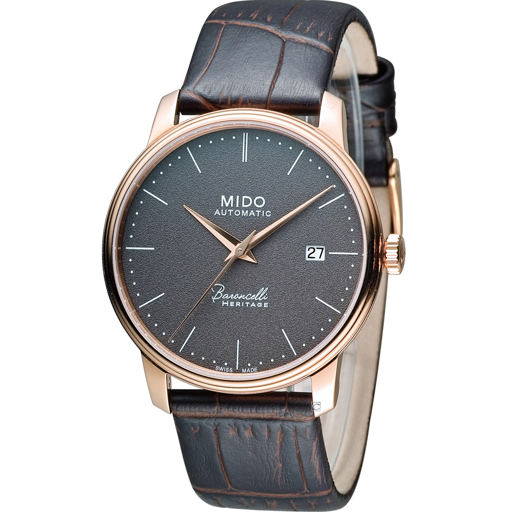 【MIDO 美度】官方授權經銷商M2 Baroncelli III 永恆系列復刻紳士機械腕錶-咖啡色/39mm