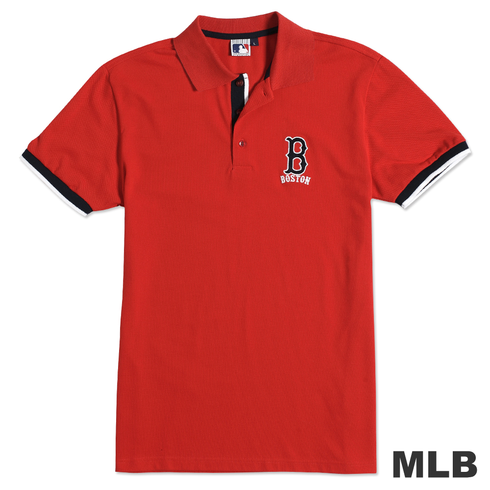 MLB-波士頓紅襪隊經典隊徽電繡POLO衫-紅(男)