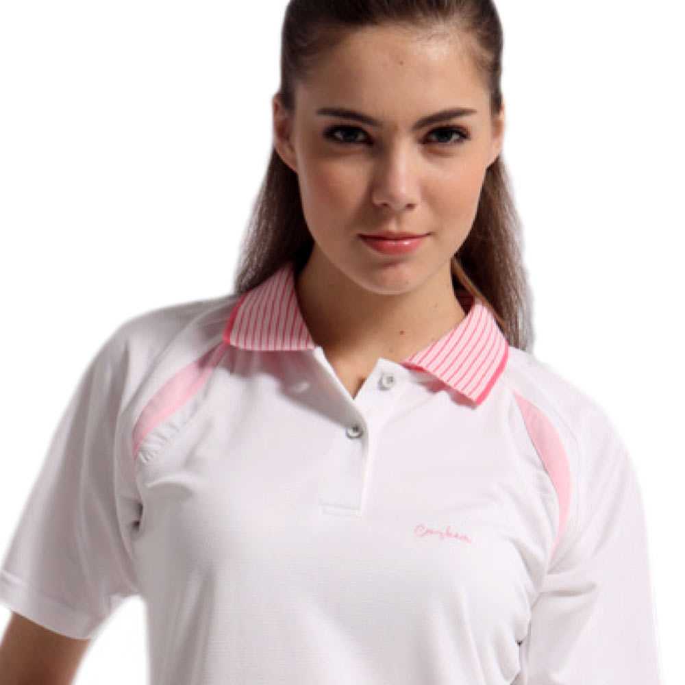 【Corhea】c97106-12w粉紅線條點綴★短袖POLO女版襯衫