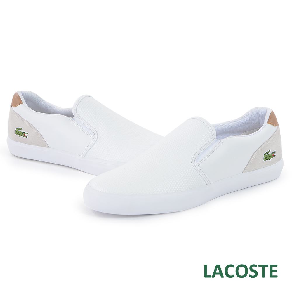 LACOSTE 男用休閒/懶人鞋-白