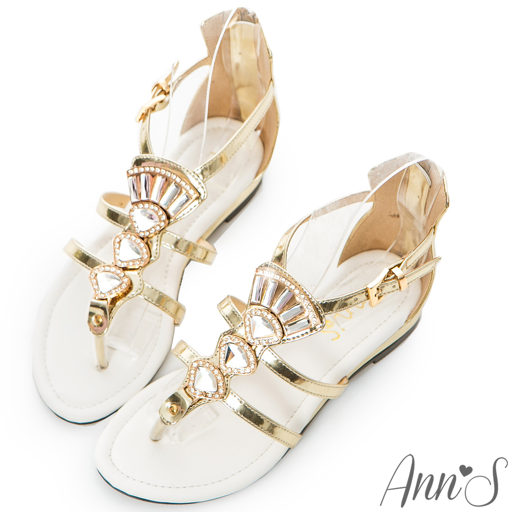 Ann’S夢幻童話-金屬光澤扇形寶石涼鞋 金