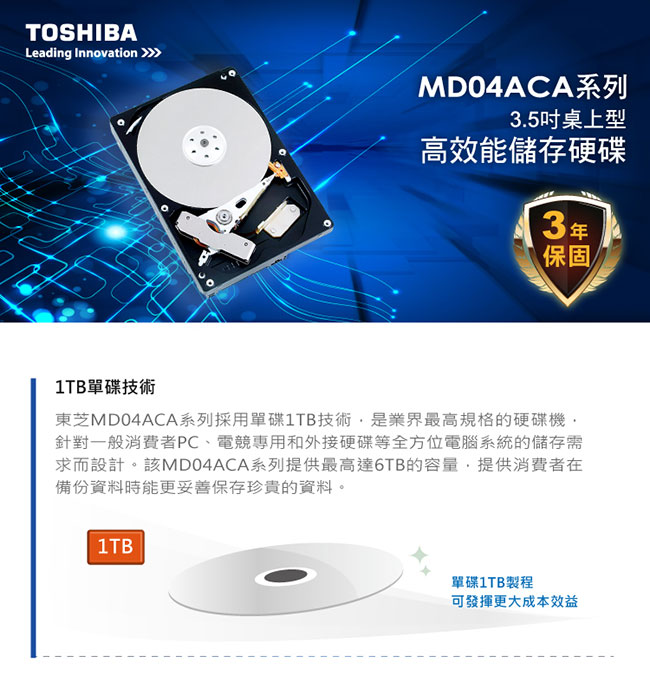 TOSHIBA 3.5吋 6TB 7200 RPM/128MiB 內接式硬碟