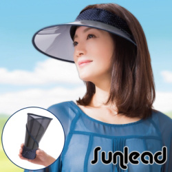 Sunlead 可捲曲收納。防曬涼感透明長帽簷中空帽