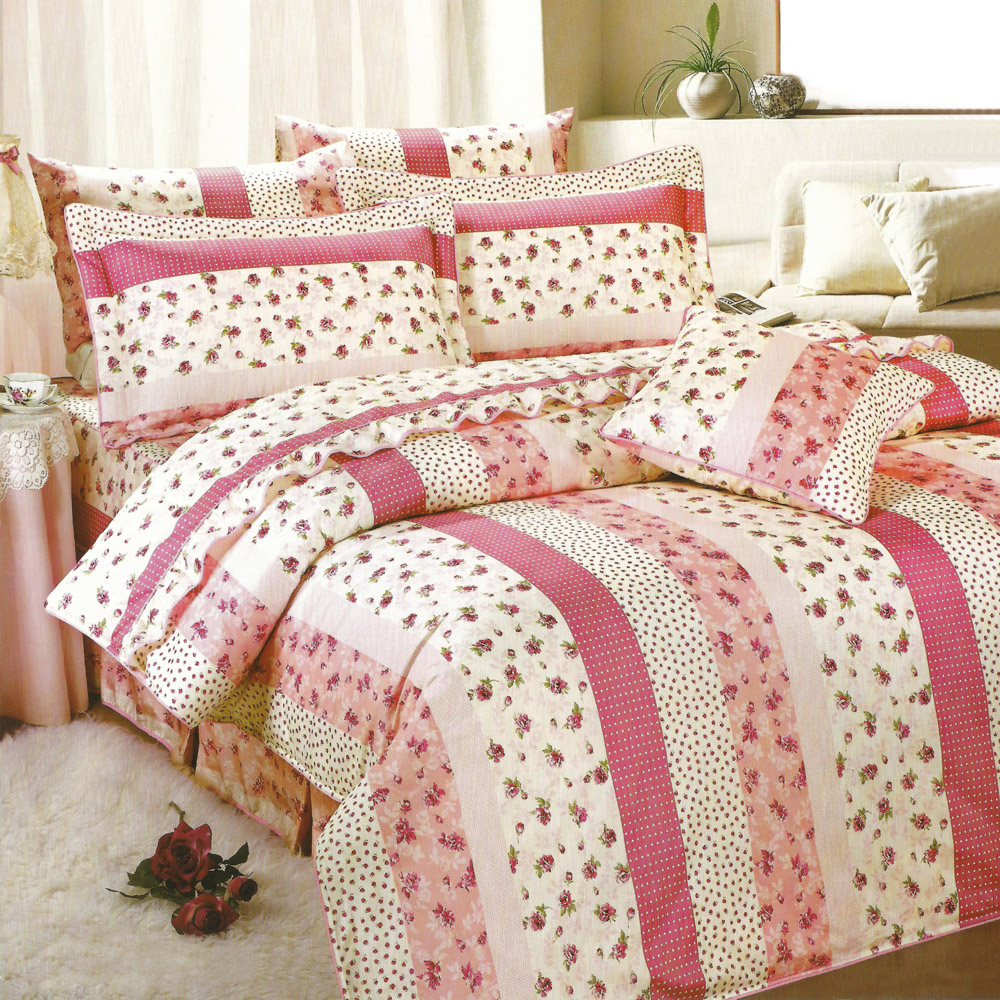 艾莉絲-貝倫 玫瑰公主 高級混紡棉 單人鋪棉兩用被床包三件組