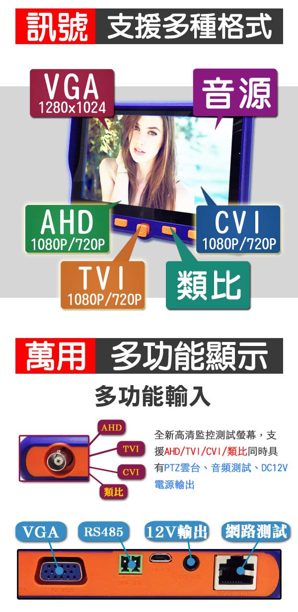 【KINGNET】最新工程寶【5吋大螢幕】萬用AHD/TVI/CVI/類比/1080P..